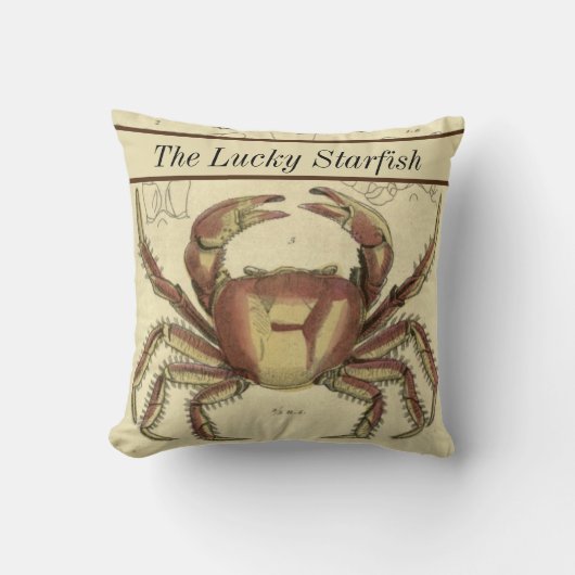 パーソナライズされたヴィンテージ航海のカニの水色 クッション (正面)