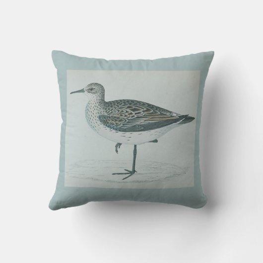 パーソナライズされたヴィンテージ航海のカモメの水色 クッション (裏面)