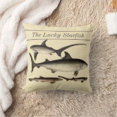 パーソナライズされたヴィンテージ航海のサメ水色 クッション (ブランケット)