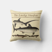 パーソナライズされたヴィンテージ航海のサメ水色 クッション (裏面)