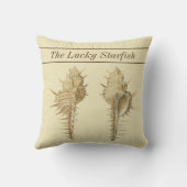 パーソナライズされたヴィンテージ航海のシーシェル水色 クッション (裏面)