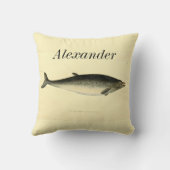 パーソナライズされたヴィンテージ航海のドルフィンの水色 クッション (裏面)