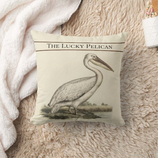 パーソナライズされたヴィンテージ航海のペリカンウォーターカラーT クッション (ブランケット)