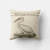 パーソナライズされたヴィンテージ航海のペリカンウォーターカラーT クッション (裏面)