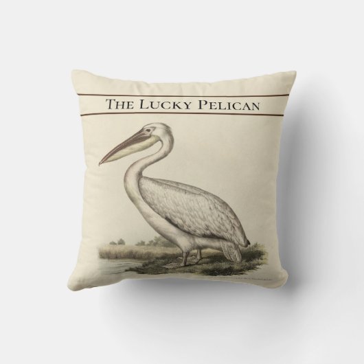 パーソナライズされたヴィンテージ航海のペリカンウォーターカラーT クッション (裏面)