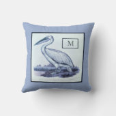 パーソナライズされたヴィンテージ航海のペリカン水彩色 クッション (裏面)
