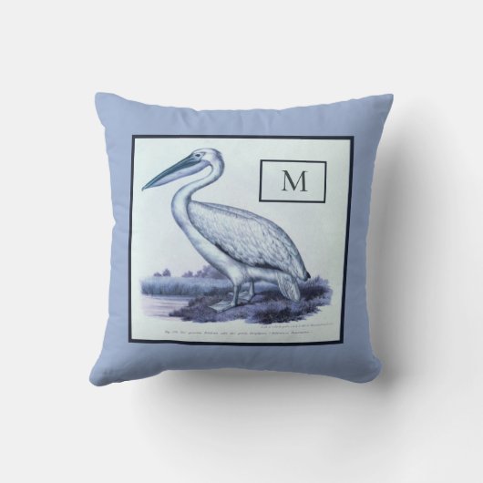 パーソナライズされたヴィンテージ航海のペリカン水彩色 クッション (裏面)