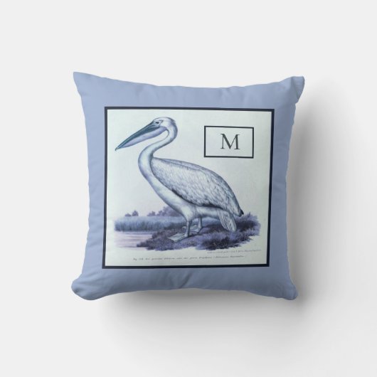 パーソナライズされたヴィンテージ航海のペリカン水彩色 クッション (正面)