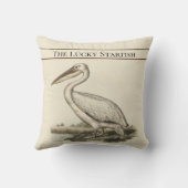 パーソナライズされたヴィンテージ航海のペリカン水彩色 クッション (裏面)