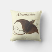 パーソナライズされたヴィンテージ航海のマンタ線の水色 クッション (正面)