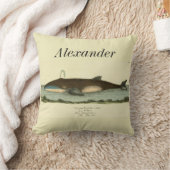 パーソナライズされたヴィンテージ航海の鯨水色 クッション (ブランケット)