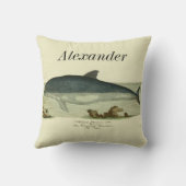 パーソナライズされたヴィンテージ航海の鯨水色 クッション (裏面)