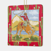 パーソナライズされたヴィンテージ西カウボーイロデオラッソー セラミックオーナメント (左)