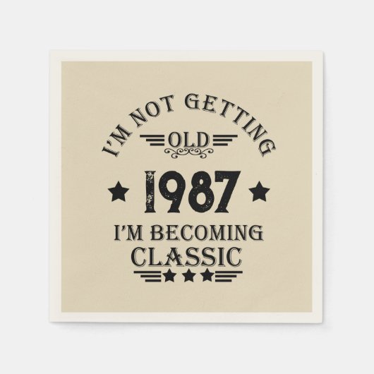 パーソナライズされたヴィンテージ誕生会 スタンダードカクテルナプキン (正面)