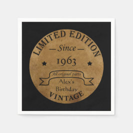 パーソナライズされたヴィンテージ誕生会 スタンダードカクテルナプキン