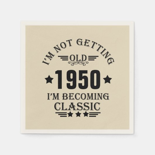 パーソナライズされたヴィンテージ誕生会 スタンダードカクテルナプキン (正面)