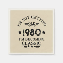 パーソナライズされたヴィンテージ誕生会 スタンダードカクテルナプキン