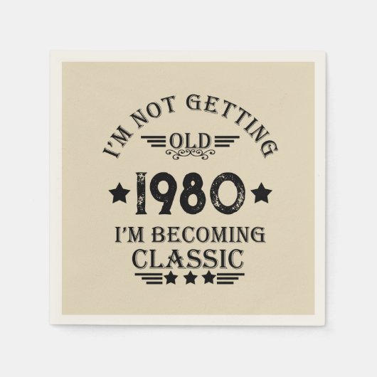 パーソナライズされたヴィンテージ誕生会 スタンダードカクテルナプキン (正面)