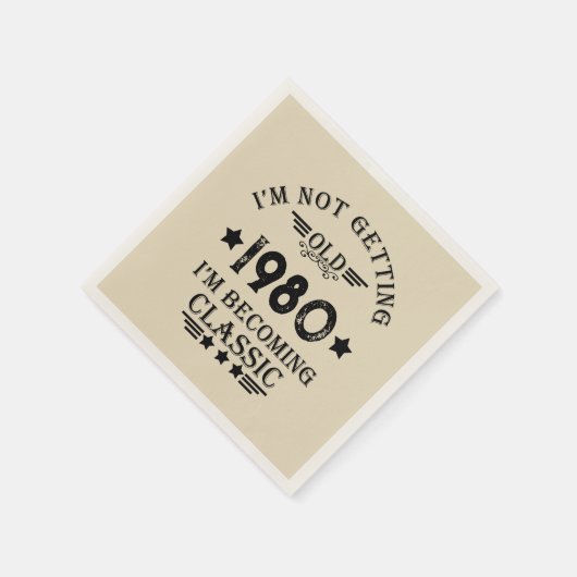 パーソナライズされたヴィンテージ誕生会 スタンダードカクテルナプキン (角)