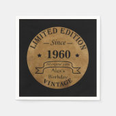 パーソナライズされたヴィンテージ誕生会 スタンダードカクテルナプキン (正面)