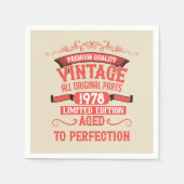 パーソナライズされたヴィンテージ誕生会 スタンダードカクテルナプキン (正面)