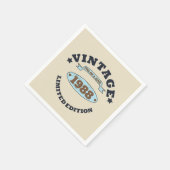 パーソナライズされたヴィンテージ誕生会 スタンダードカクテルナプキン (角)