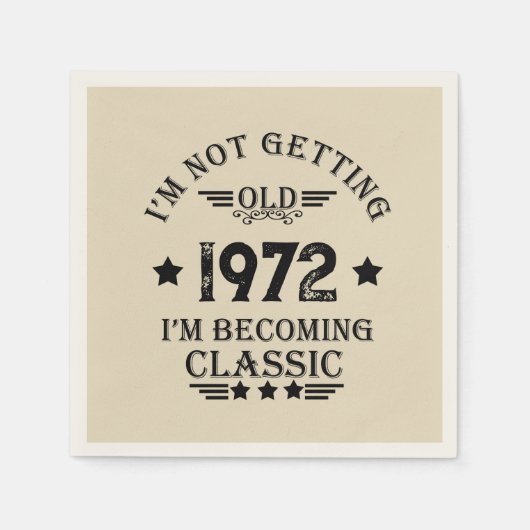 パーソナライズされたヴィンテージ誕生会 スタンダードカクテルナプキン (正面)