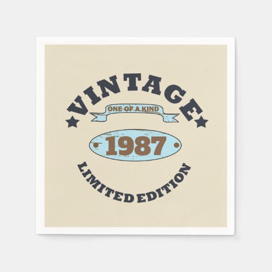 パーソナライズされたヴィンテージ誕生会 スタンダードカクテルナプキン (正面)