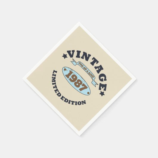 パーソナライズされたヴィンテージ誕生会 スタンダードカクテルナプキン (角)