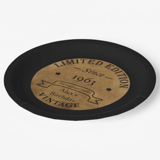 パーソナライズされたヴィンテージ誕生会 ペーパープレート (アングル)