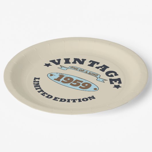 パーソナライズされたヴィンテージ誕生会 ペーパープレート (アングル)