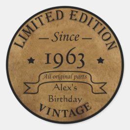 パーソナライズされたヴィンテージ誕生会 ラウンドシール