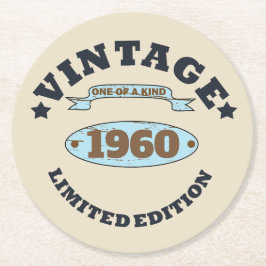 パーソナライズされたヴィンテージ誕生会 ラウンドペーパーコースター