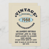 パーソナライズされたヴィンテージ誕生会 招待状 (正面/裏面)