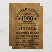 パーソナライズされたヴィンテージ誕生会 招待状 (正面/裏面)
