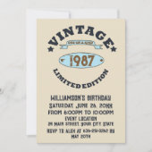 パーソナライズされたヴィンテージ誕生会 招待状 (正面)