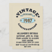 パーソナライズされたヴィンテージ誕生会 招待状 (正面/裏面)