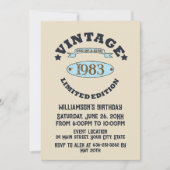 パーソナライズされたヴィンテージ誕生会 招待状 (正面)