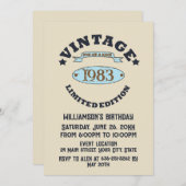 パーソナライズされたヴィンテージ誕生会 招待状 (正面/裏面)