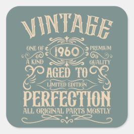 パーソナライズされたヴィンテージ誕生日ウイスキーパーティー スクエアシール