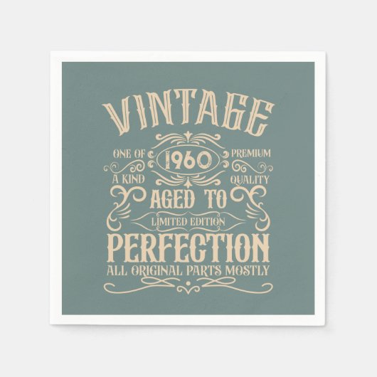 パーソナライズされたヴィンテージ誕生日ウイスキーパーティー スタンダードカクテルナプキン (正面)