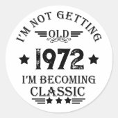 パーソナライズされたヴィンテージ誕生日ギフト黒 ラウンドシール (正面)