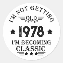 パーソナライズされたヴィンテージ誕生日ギフト黒 ラウンドシール