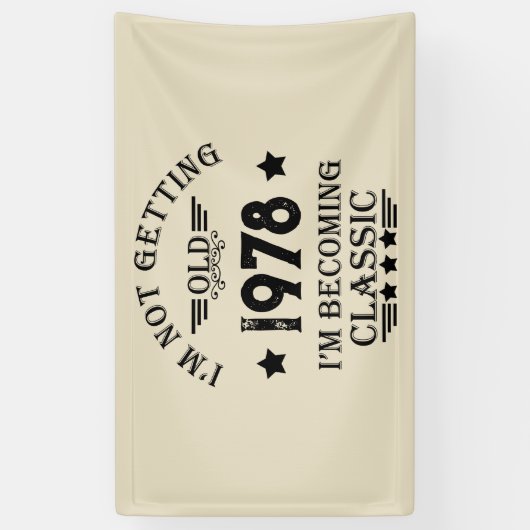 パーソナライズされたヴィンテージ誕生日ギフト黒 横断幕 (縦)