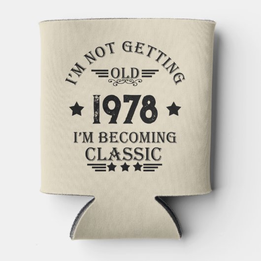 パーソナライズされたヴィンテージ誕生日ギフト黒 缶クーラー (正面)