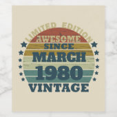 パーソナライズされたヴィンテージ誕生日ギフト ワインラベル (シングルラベル)