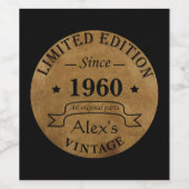 パーソナライズされたヴィンテージ誕生日ギフト ワインラベル (シングルラベル)