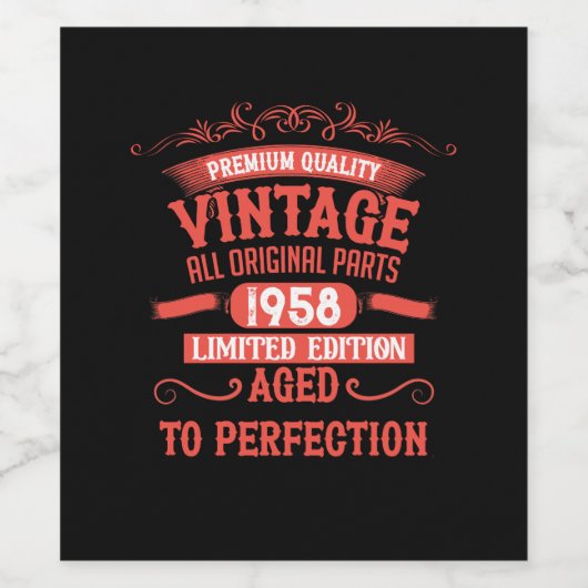 パーソナライズされたヴィンテージ誕生日ギフト 赤 ワインラベル (シングルラベル)