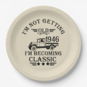 パーソナライズされたヴィンテージ誕生日パパ ペーパープレート (正面)