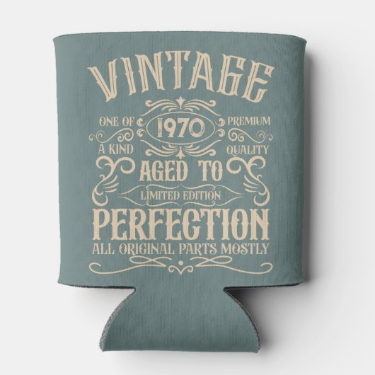 パーソナライズされたヴィンテージ誕生日パーティーウイスキーレーベル 缶クーラー (裏面)